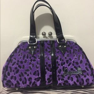 SOURPUSS TEMPTRESS PURPLE LEOPARD PURSE